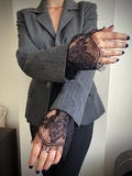 Halloween Black Lace  Cuffs for Women – Romantic Gothic Sleeve Accessories, Victorian Style Wrist Warmers, Dark Academia Fashion