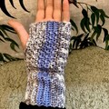 Silver-Blue fingerless Gloves